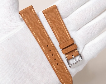 Tan Brown Epsom Leather Watch Strap, Slim Replacement Band