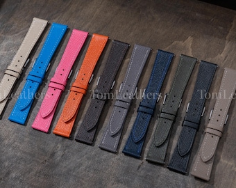 Handmade Epsom Leather Watch Strap, Custom Replacement Band