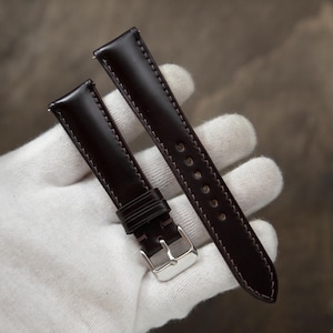 Handmade Shell Cordovan Dark Brown Leather Watch Strap Custom All Size 14-26mm