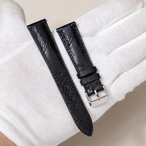 Handmade Black Ostrich Leg Leather Watch Band, Men&#39;s Watch Strap 14mm-26mm, Replacement Band For Watch