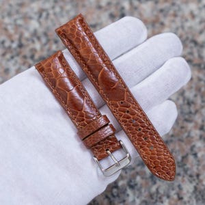ライトブラウン オーストリッチレッグレザーウォッチストラップ（メンズ 全サイズ12～26mm）