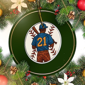 Stained Glass Baseball Ornament – Personalized Jersey #21, Sports Fan Gift, Team Keepsake Decoration