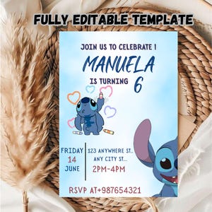 Convite para festa de aniversário com costura para impressão, Convite de aniversário com costura, Modelo de convite digital para festa de aniversário com costura, Convite de anjo com costura.