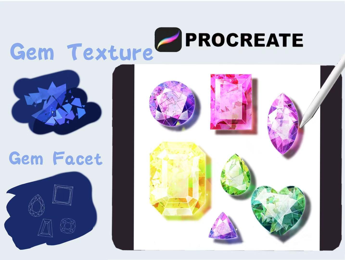 Pinceles de Procreate para joyería – Set de pinceles de diamante y gema de Yue Studio