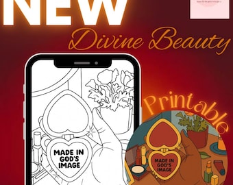 Página cristiana para colorear imprimible: Hecha a imagen de Dios. Arte con versículos bíblicos para niñas.