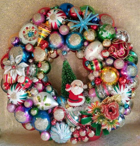 Christmas Ornament Wreath Kitschy Christmas Shiny Brite Etsy image 0 - Christmas Ornament Wreath Kitschy Christmas Shiny Brite Etsy