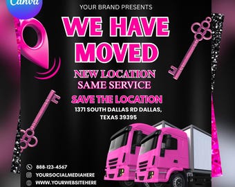 DIY We Have Moved Flyer, New Location Social Media Post (Canva Editable)