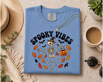 Skeleton Dancing Halloween Shirt, Comfort Colors® Skeleton Dance Shirt, Halloween Skeleton Shirt, Dancing Skeletons Shirt, Funny Fall Shirt