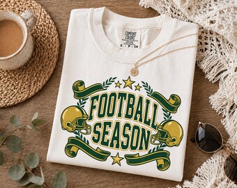 Comfort Colors® Football Season Shirt, Pennant Flag Touchdown Football, Fall Sports Tee, Game Day Football, Vintage Football Mom, Touchdown