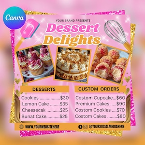 Bakery Flyer, Sweet Treats Flyer, Bake Sale Flyer, Dessert Flyer, Bake Shop Flyer, Pastry Flyer, Cake Business Flyer