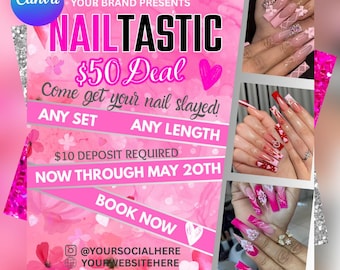 Nail Tech-flyer, nagelspecial, socialmediasjabloon (canva)