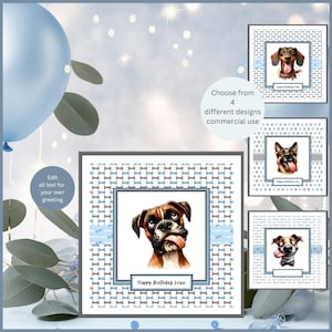 Tarjeta de cumpleaños personalizada de perro loco, tarjetas de felicitación de perro, tarjeta de perro con plantilla editable, tarjeta de feliz cumpleaños, tarjeta editable
