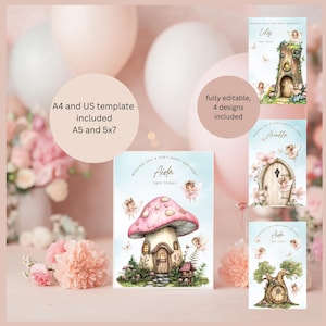 Tarjeta de cumpleaños de hada personalizada para niñas, tarjeta de felicitación de hada, regalo único para niñas, tarjeta de feliz cumpleaños, tarjeta editable