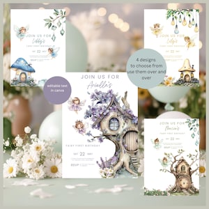 Fairy verjaardagsuitnodiging meisje – bewerkbare verjaardagsuitnodiging – digitale download – bosfee verjaardagsuitnodigingen - fairy prinses uitnodigen