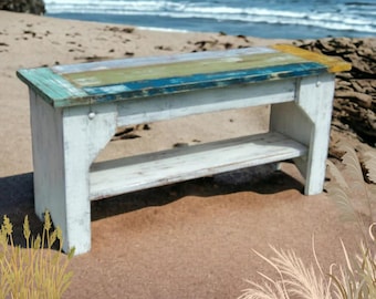 Coastal Farmhouse Furniture, Rustic Entryway Seating, Beach House Style, Coastal Home Décor, Coastal Living Indoor Bench, Mudroom Bench