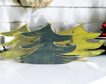 Whimsical Wood Pine Trees, Handmade Christmas Tree Décor Evergreen Trees Shelf Sitters Nature Décor Pine Tree Art Tree Silhouette