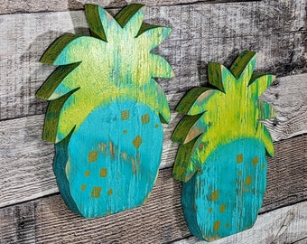 Small Pineapple Wall Hangings Sets Of 2 Whimsical Bright Color Tropical Small Space Decor Hawaiian Beach Nursery Theme