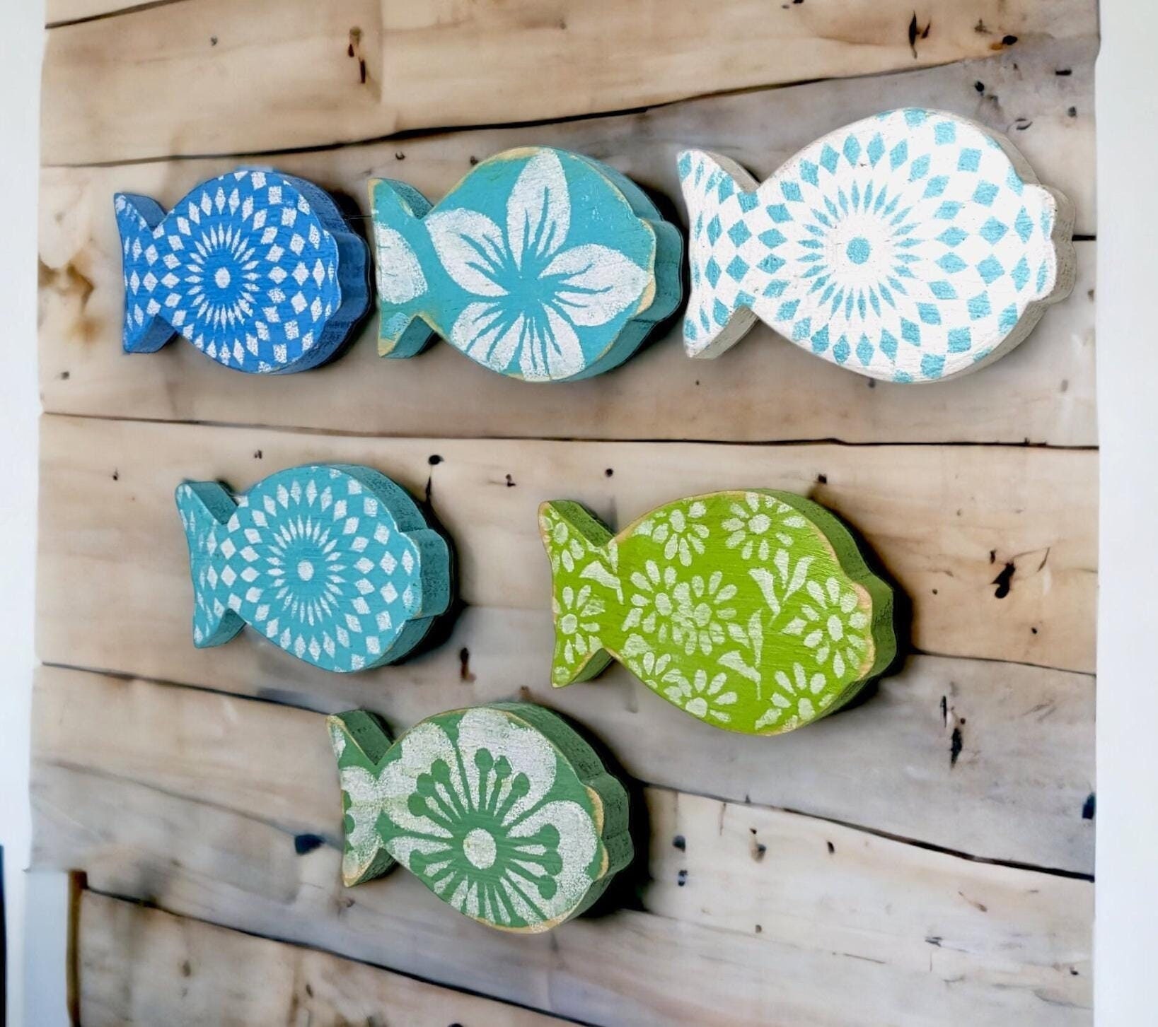 Fish Lovers Gift, Merry Minnows Coastal Wall Hangings, Hand Painted Wooden Beach House Accent, Nursery Or Child's Room Fish Décor, Easy Gift