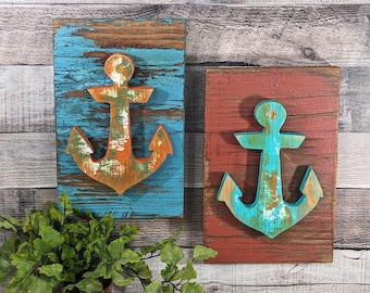 Rustic Wood Nautical Anchor Wall Hangings Vintage Style Beach House Decor Ocean Themed Office Accent Boat Lover And Sailing Gift Idea