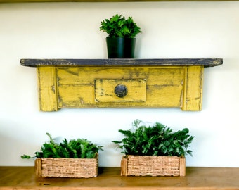 Primitive Country Farmhouse Shelf, Vintage Style Handcrafted Wooden Shelf, Cottage Core Home Accent, Wall Mounted Book Shelf