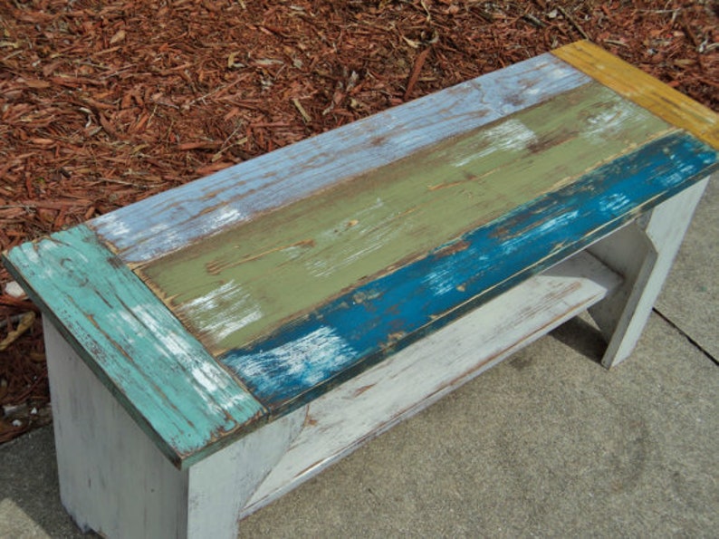 White Bench, Rustic Wooden Indoor Bench, Entryway Bench, Farmhouse Bench, Farmhouse Furniture, Bedroom Bench, Mudroom Bench image 5