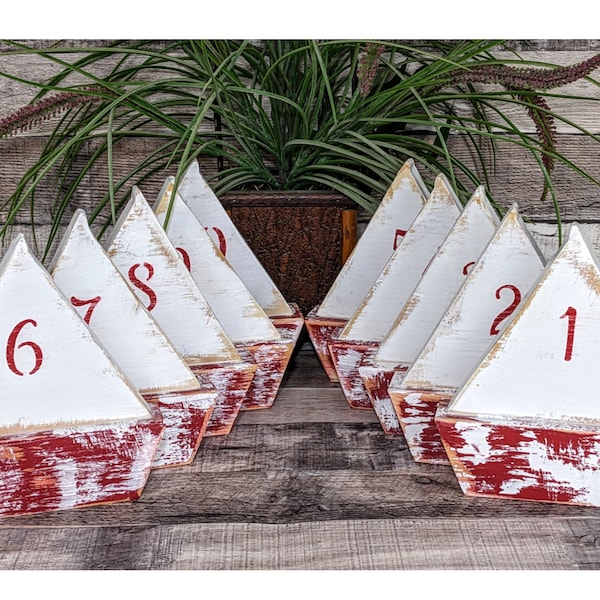 Wooden Sail Boat Table Numbers, Nautical Event Decor, Whimsical Beach Wedding Centerpiece, Ocean Themed Nursery, Vintage Style Table Markers