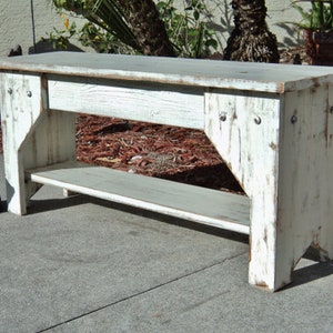 White Bench, Rustic Wooden Indoor Bench, Entryway Bench, Farmhouse Bench, Farmhouse Furniture, Bedroom Bench, Mudroom Bench image 3