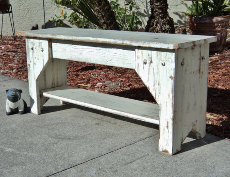 White Bench, Rustic Wooden Indoor Bench, Entryway Bench, Farmhouse Bench, Farmhouse Furniture, Bedroom Bench, Mudroom Bench image 3