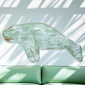 Ocean Themed Nursery Rental Staging for Coastal Living Vacation Home Accent Wooden Manatee Wall Hanging Beach Lover Housewarming Gift Idea