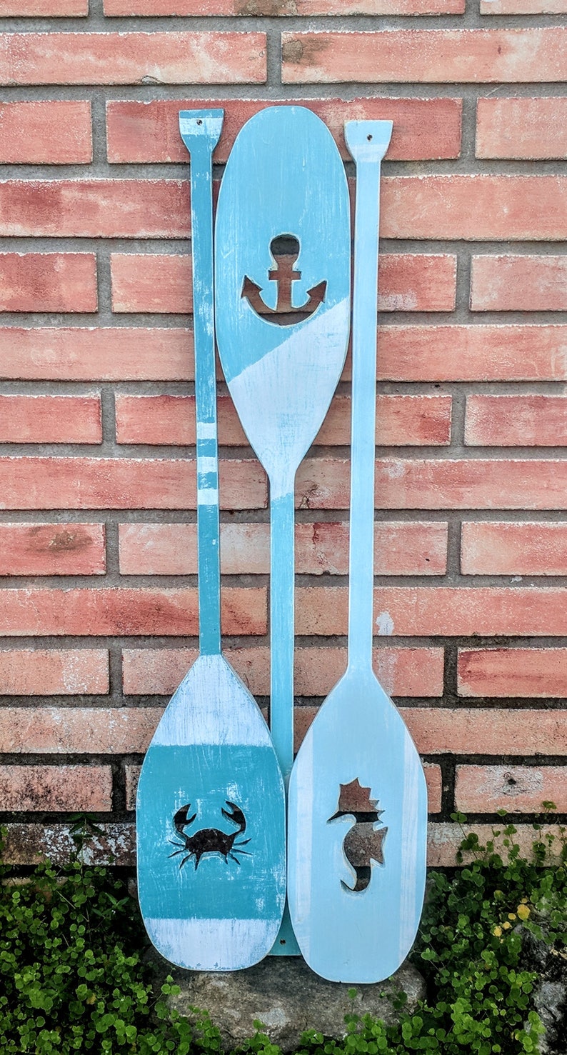 Set Of 3 Cutout Wooden Oars Decorative Oar Oar Decor Boat Etsy