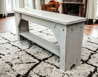 Extra Thin Wooden Indoor Bench, Coffee Table, Entryway Console, Narrow Entry Bench, Kitchen Seating, Mudroom Bench, Farmhouse Furniture