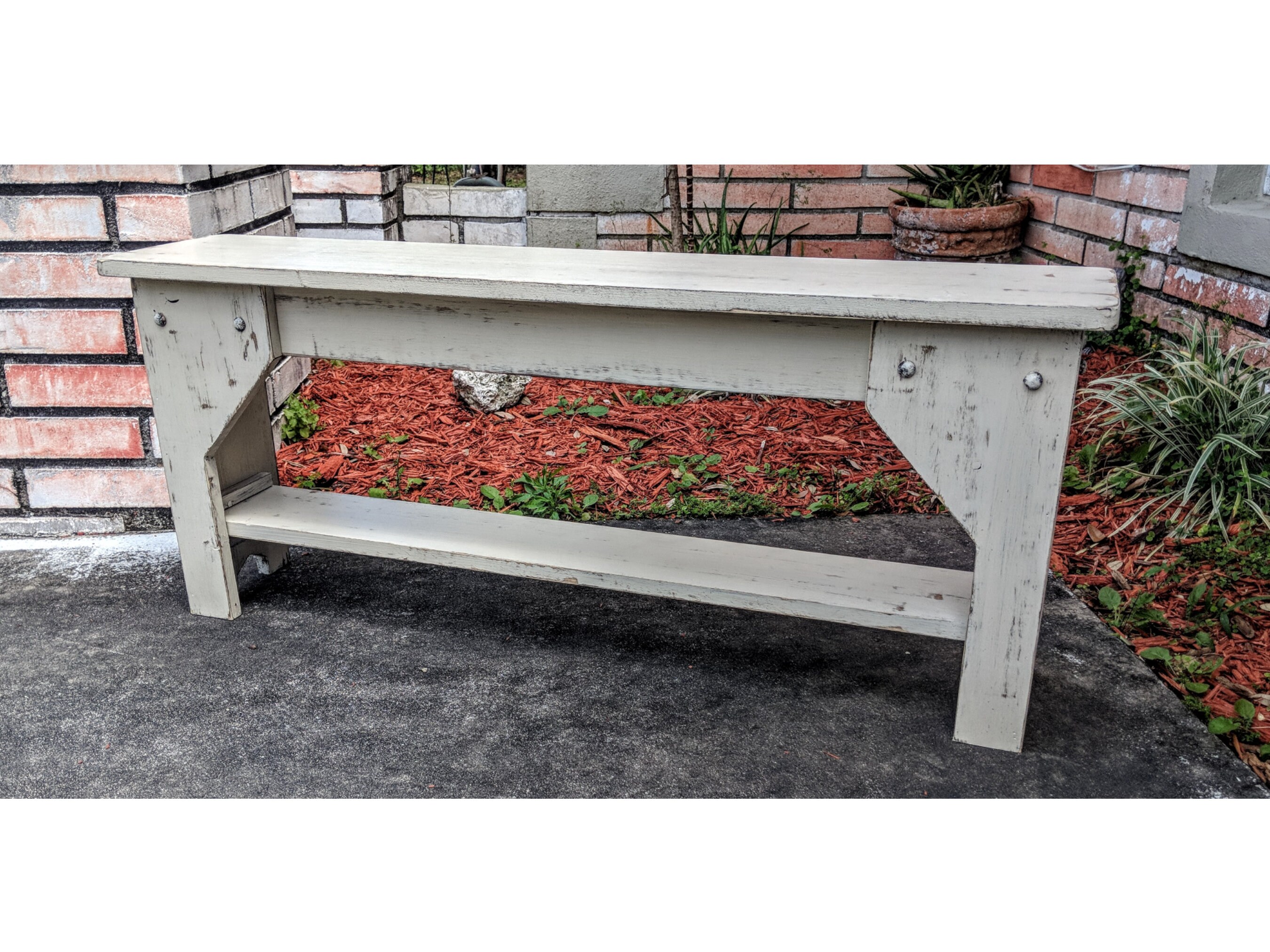 White rustic deals bench