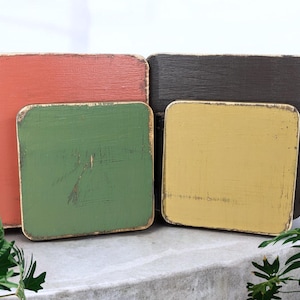Rustic Display Risers in Warm Earth Tones, Wooden Platform Serving Trays, Large Candle Stand, Tiered Tray Pedestal Accent