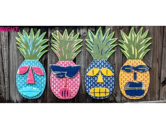 Whimsical Pineapple Tropical Wall Décor, Hawaiian Style Tiki Bar Signs, Pineapple Lover Gift, Beach Wedding Décor Accents