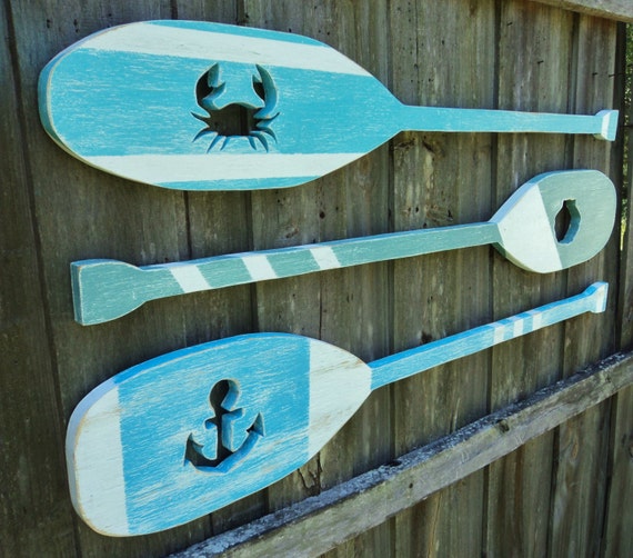 Set Of 3 Cutout Wooden Oars Decorative Oar Oar Decor Boat Etsy