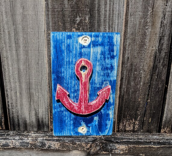 Anchor Wall Hanging Decor Beach Nautical Rustic Coastal Plaque Wooden Gift New