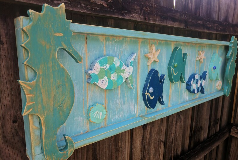 Seahorse Sign Mermaid Decor Seahorse Headboard Mermaid Etsy