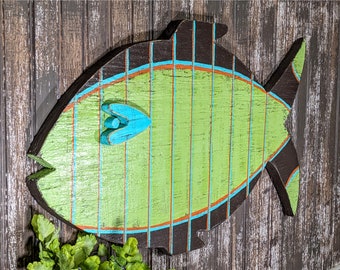 Retro Style Fish Wall Decor Whimsical Mid Century Modern Fish Beach Lover House Warming Gift Idea Wooden Fish Wall Art