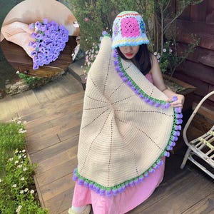 Crochet Flower Bouquet Blanket, Handmade Crochet Rose Bouquet Blanket, Soft Blanket,Christmas Gift, Crochet Blanket, Home Decor,Gift For Her