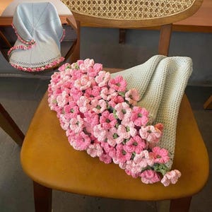 Crochet Flower Bouquet Blanket, Handmade Crochet Rose Bouquet Blanket, Soft Blanket, Wedding Gift, Crochet Blanket, Home Decor, Gift For Her