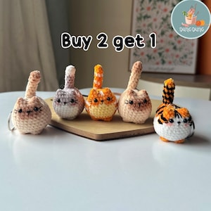 Crochet Cute Cat Keychain, Buy 2 Get 1, Handmade Mini Crochet Amigurumi Cat Keychain, Cute Animal Keyring, Crochet Cat, Cute Cat Gifts