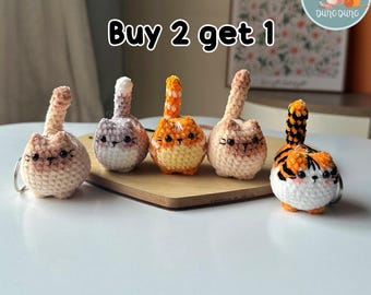 Crochet Cute Cat Keychain, Buy 2 Get 1, Handmade Mini Crochet Amigurumi Cat Keychain, Cute Animal Keyring, Crochet Cat, Cute Cat Gifts