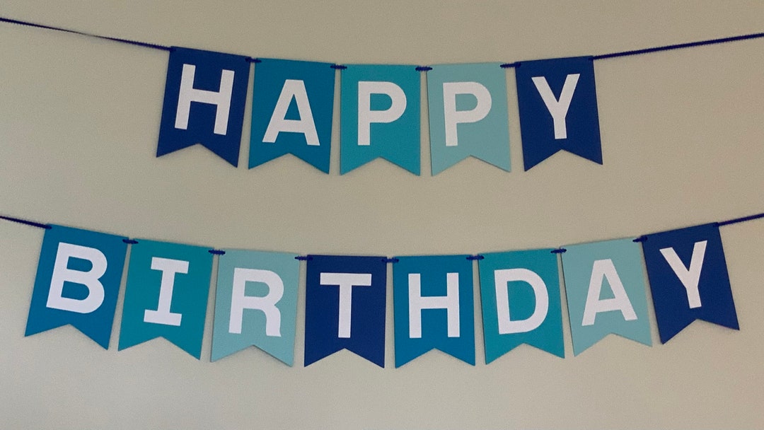 Happy Birthday Banner Blue Birthday Banner Blue Party Banner READY TO
