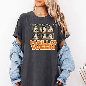 Comfort Colors® Nurse Halloween T-Shirt, Cute Ghost Nurse Graphic Tee for Healthcare Heroes, Perfect Halloween Gift for Nurses