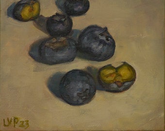 Blueberries, Oil on Canvas 8x10in - artwork direct from artist