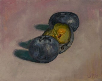 Blueberries, Oil on Canvas 8x10in - artwork direct from artist