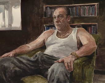 Tony Soprano, reproduction d'après une aquarelle originale - directement de l'artiste - Les Soprano
