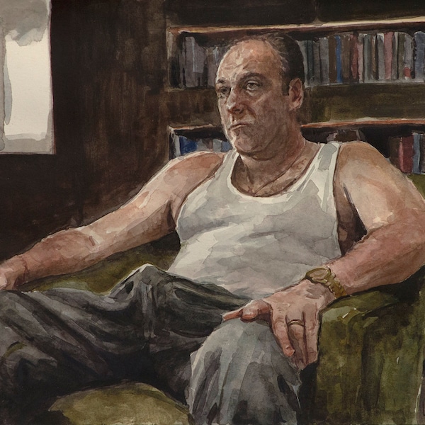 Tony Soprano, PRINT from watercolor original - direct from artist - The Sopranos