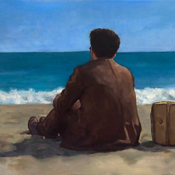 Barton Fink, PRINT from oil painting with multiple sizes, John Turturro - Barton Fink on beach scene artwork from Cohen brothers film