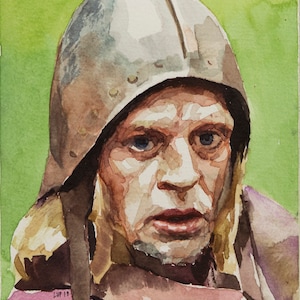 Aguirre (Kinski) watercolor, 8x6in